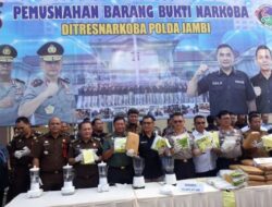 Polda Jambi Musnahkan Tangkapan 15 Kg Sabu-sabu dan 29 Kg Ganja