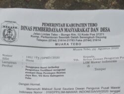 Pemkab Tebo Tegaskan Surat Atas Nama Desa Rantau Jaya Tidak Sah