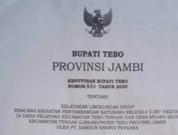 Kades Muara Kilis Mengaku Tolak Dokumen Lingkungan Tambang Batu Bara di Tebo 