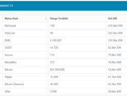VidyCoin Peringkat 2 Aktivitas Transaksi Indodax, Rp222 Miliar Dalam 24 Jam