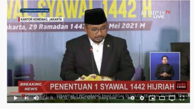 Pemerintah Menetapkan Hari Raya Idul Fitri Kamis 13 Mei 2021