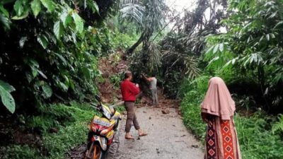 Jalan Penghubung Desa Muara Pangi ke Pasar Masurai Longsor