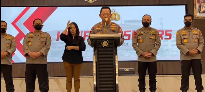 Tangkapan Layar Konferensi Pers Kapolri di Mabes Polri, Jakarta.