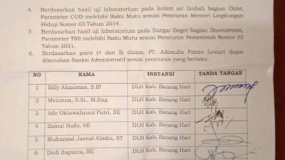 Soal Temuan Limbah Pabrik PT Adimulia Palmo Lestari, Jawaban Kepala DLH Batanghari Hanya Begini