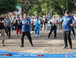 Pemprov Jambi Adakan Senam Bersama dan Gotong Royong di GOR Kota Baru Dalam Mempererat Kebersamaan Antar Pegawai